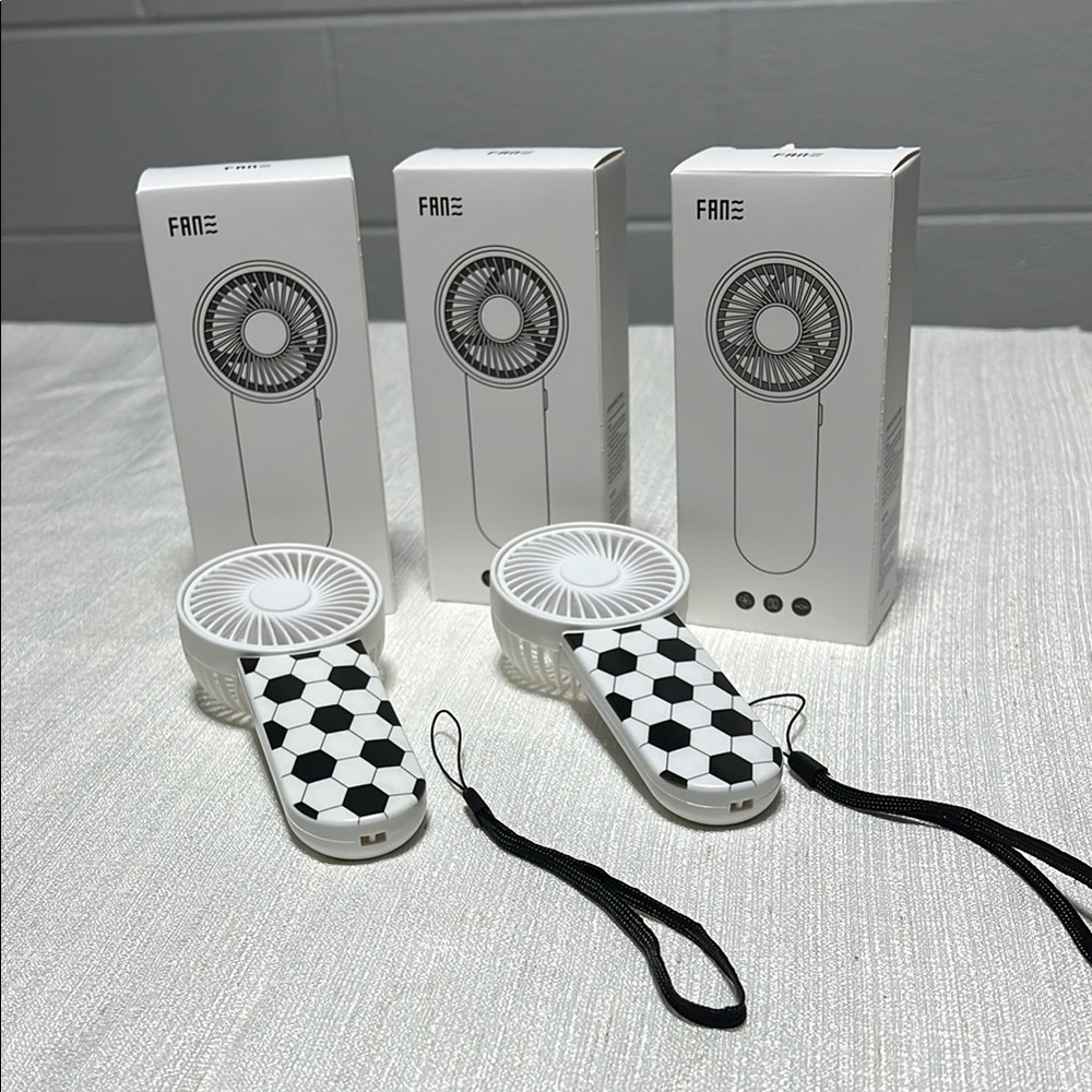 5 Portable Soccer Pattern Handheld mini Fans with wrist attachment
